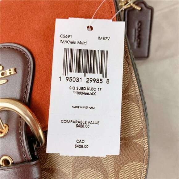Coach C5691 Kleo Shoulder Bag 17 In Signature Canvas In Khaki Multi - Picture 6 of 6